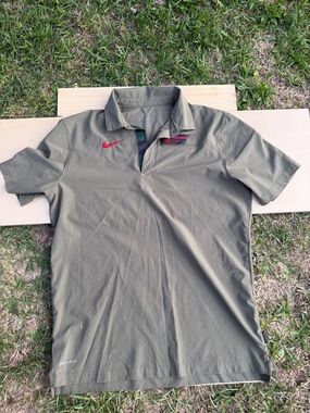 Nike Army Green Polo with Red Swoosh